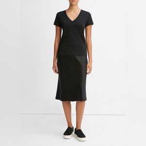 Vince Black Fitted Cap Sleeve T-Shirt